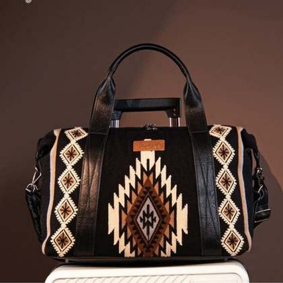 Wrangler Southwestern Print Duffle Bag Native Aztec Pattern Purse Handbags - Picture 1 of 4